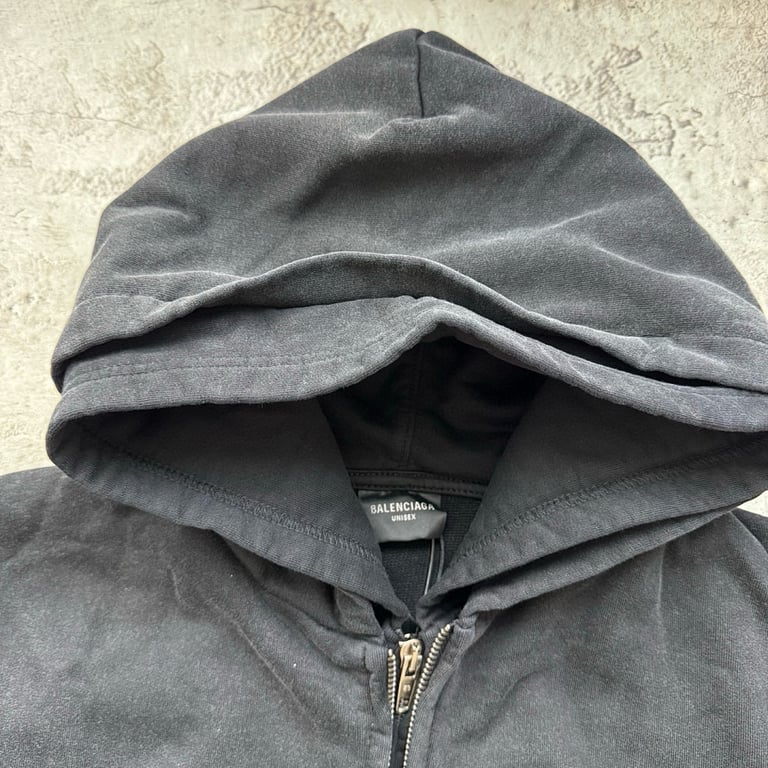Balenciaga Logo Zip-Up Hoodie Black - 15