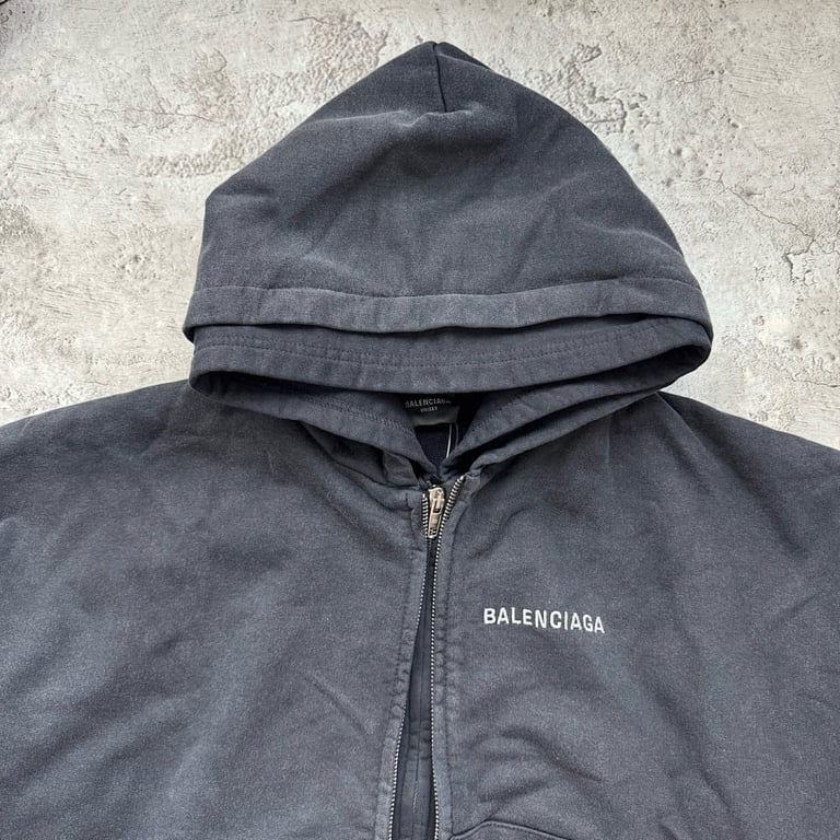 Balenciaga Logo Zip-Up Hoodie Black - 16