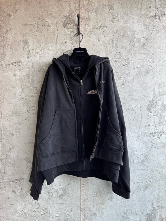 Balenciaga Logo Zip-Up Hoodie Black - 17