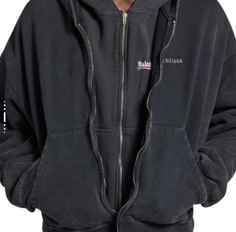 Balenciaga Logo Zip-Up Hoodie Black - 3
