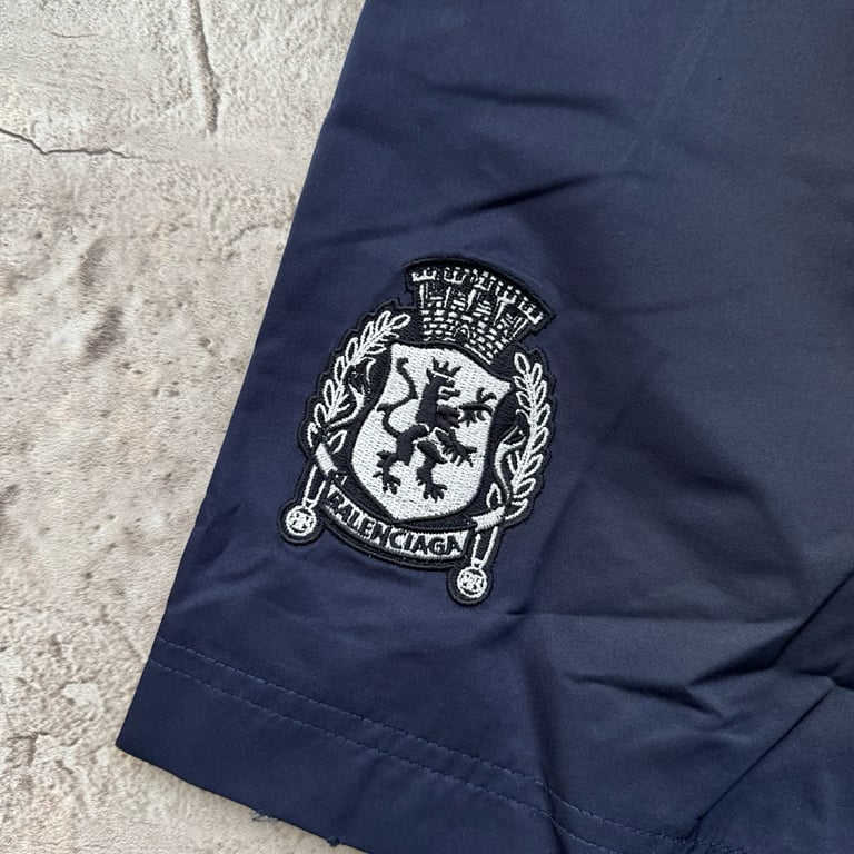 Balenciaga Crest and Unity Logo Shorts Navy - 11