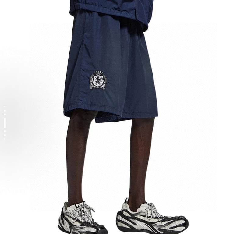 Balenciaga Crest and Unity Logo Shorts Navy - 4