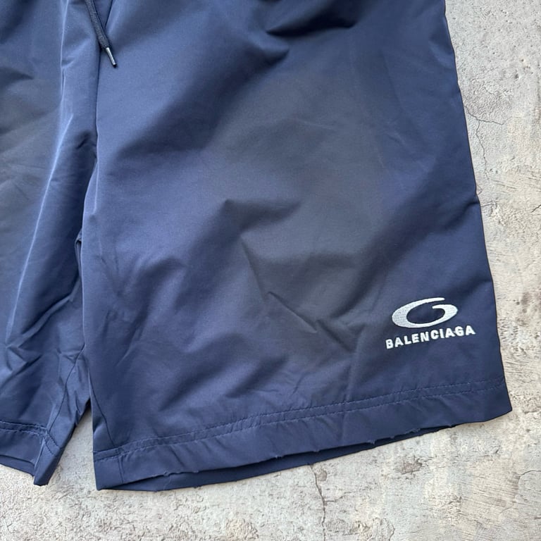 Balenciaga Crest and Unity Logo Shorts Navy - 9
