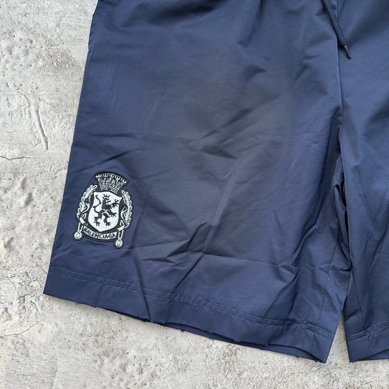 Balenciaga Crest and Unity Logo Shorts Navy - 10