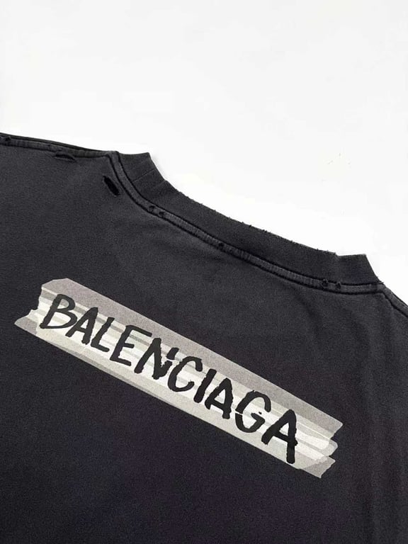 Balenciaga Tape Logo Distressed T-Shirt - 14