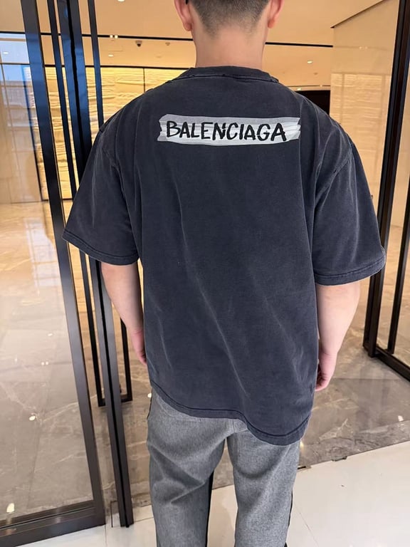 Balenciaga Tape Logo Distressed T-Shirt - 23