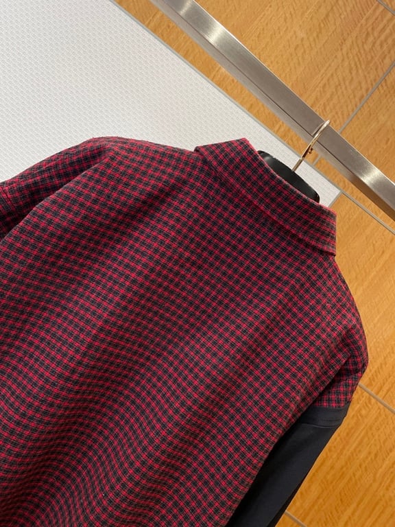Balenciaga Hybrid Checkered Shirt Black Red - 7