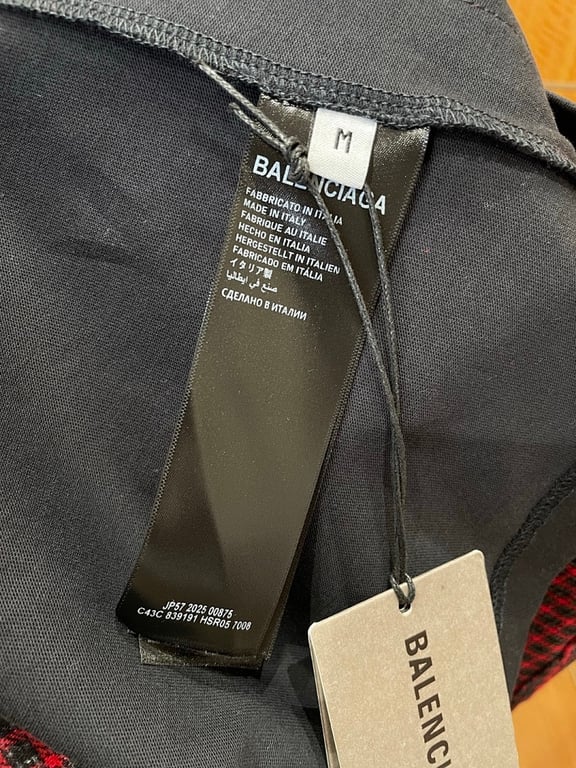 Balenciaga Hybrid Checkered Shirt Black Red - 10