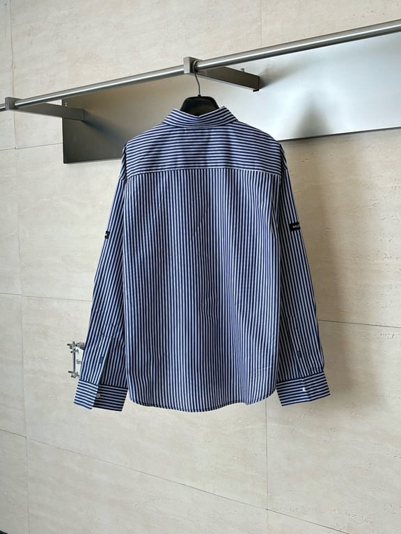 Balenciaga Striped Logo Shirt Blue/White - 5