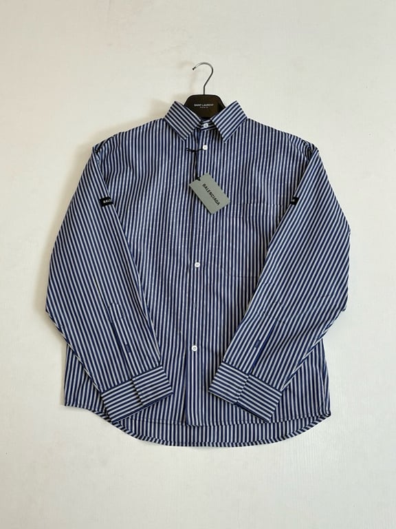 Balenciaga Striped Logo Shirt Blue/White - 6