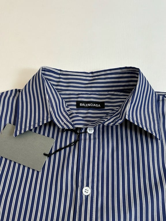 Balenciaga Striped Logo Shirt Blue/White - 7