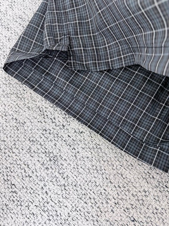 Balenciaga Plaid Logo Shorts Grey - 7
