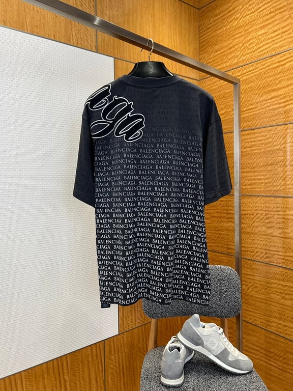 Balenciaga All-Over Logo Script T-Shirt - 5