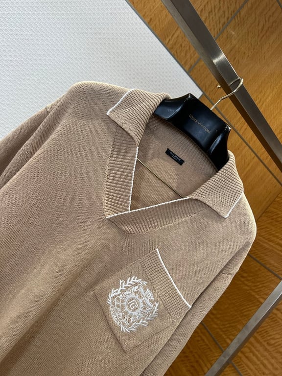 Balmain Embroidered Crest Knit Polo - 17