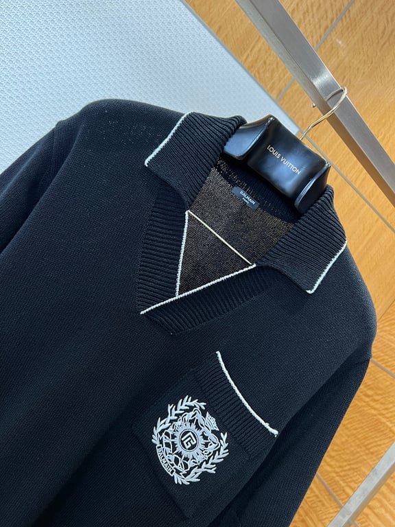 Balmain Embroidered Crest Knit Polo - 8