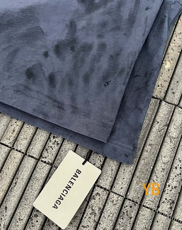 Balenciaga 52017−51L Distressed Logo T-Shirt Blue - 12