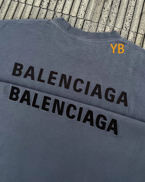 Balenciaga 52017−51L Distressed Logo T-Shirt Blue - 9