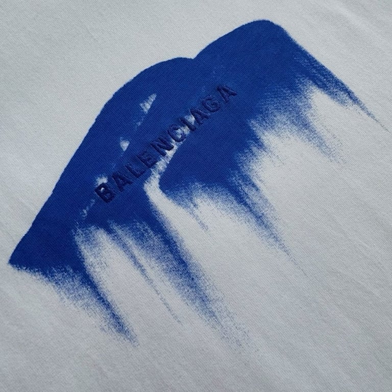 Balenciaga Brushstroke Logo T-Shirt White/Blue - 9