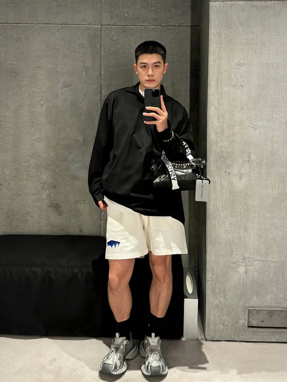 Balenciaga Spray Logo Sweat Shorts White - 3