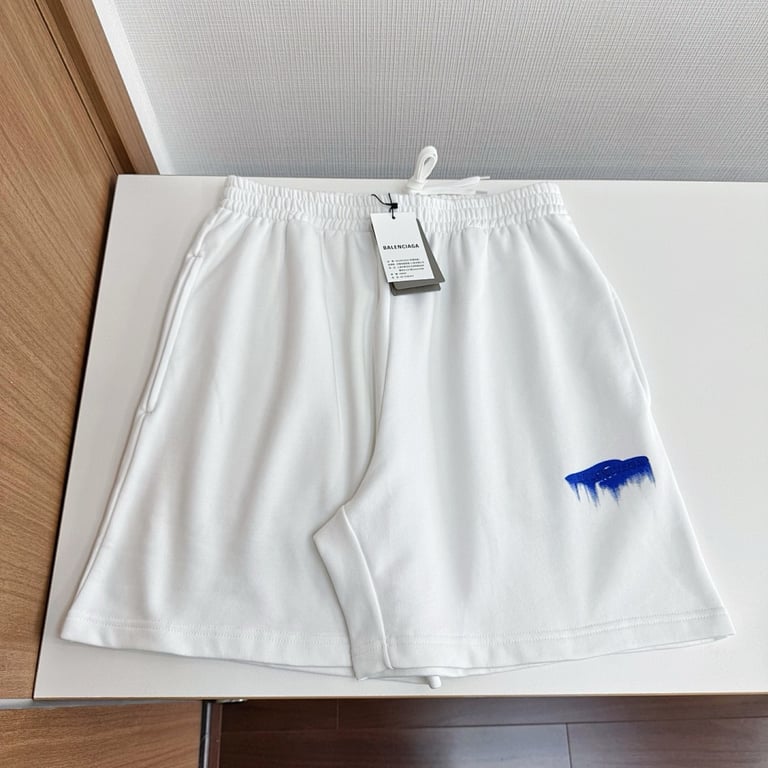 Balenciaga Spray Logo Sweat Shorts White - 5