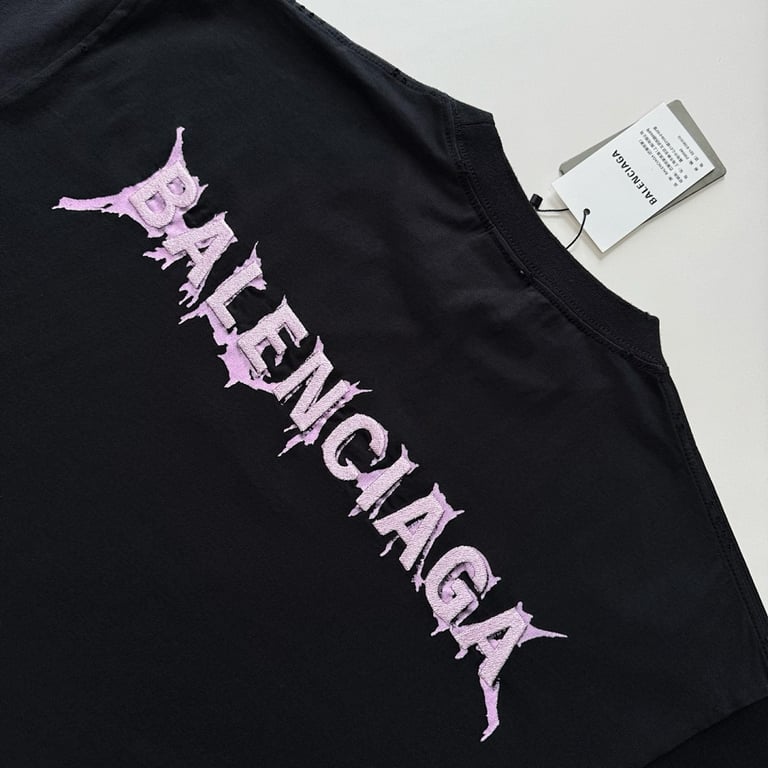 Balenciaga Metal Logo T-Shirt Black/Pink - 11