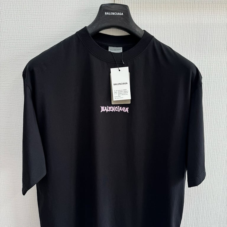 Balenciaga Metal Logo T-Shirt Black/Pink - 12