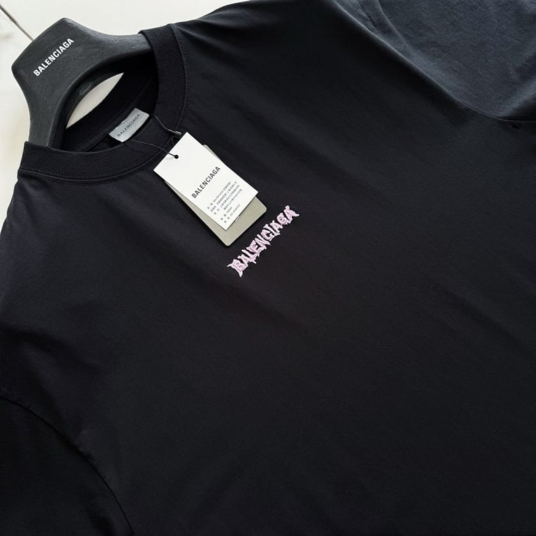 Balenciaga Metal Logo T-Shirt Black/Pink - 13