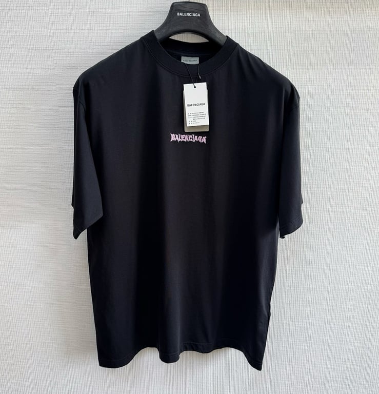 Balenciaga Metal Logo T-Shirt Black/Pink - 14