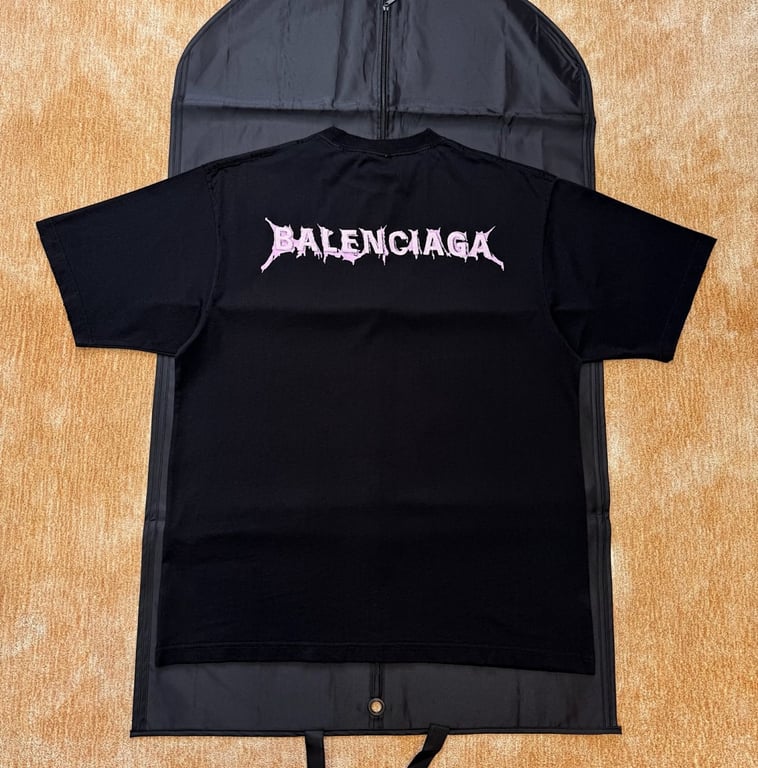 Balenciaga Metal Logo T-Shirt Black/Pink - 3