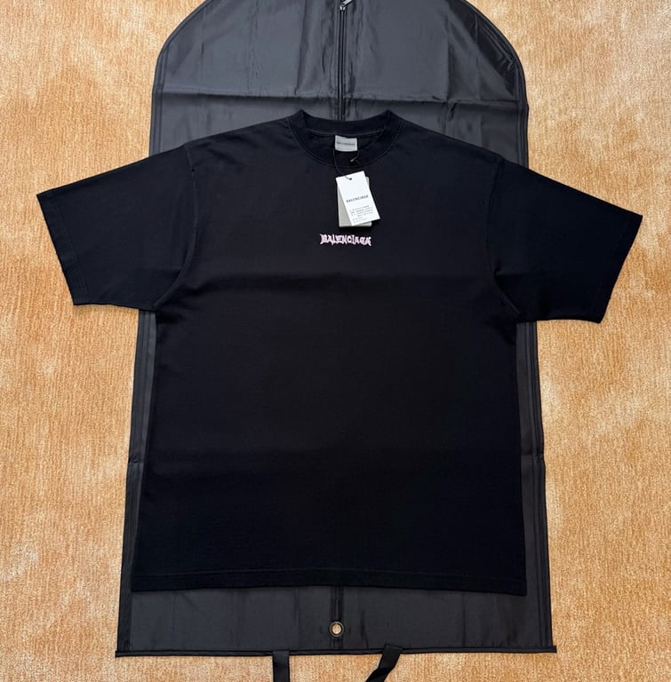 Balenciaga Metal Logo T-Shirt Black/Pink - 4