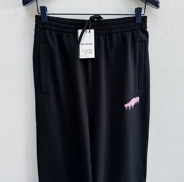Balenciaga Pink Melt Logo Sweatpants Black - 12
