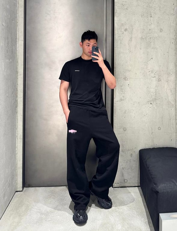 Balenciaga Pink Melt Logo Sweatpants Black - 4