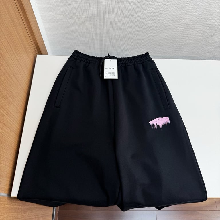 Balenciaga Pink Melt Logo Sweatpants Black - 5