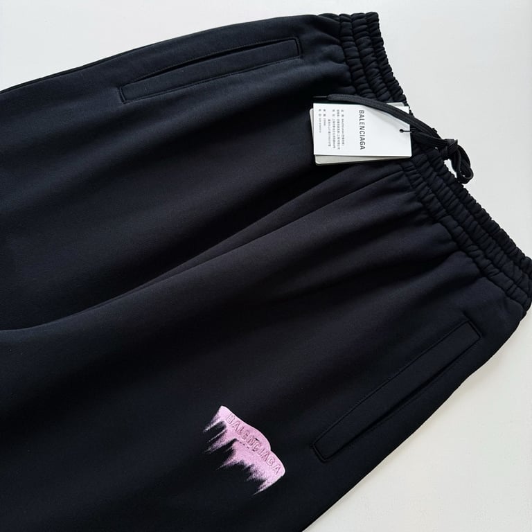 Balenciaga Pink Melt Logo Sweatpants Black - 10