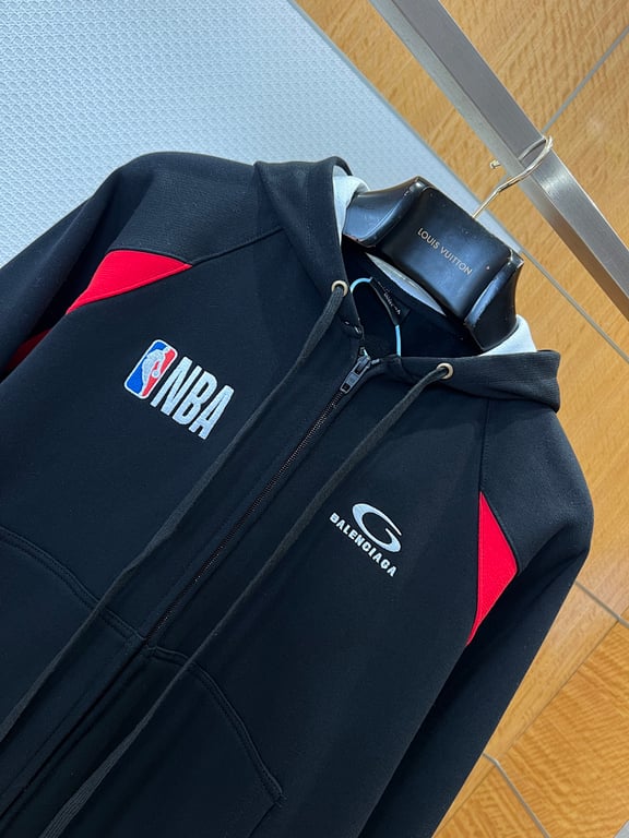 Balenciaga x NBA Zip-Up Hoodie Black - 4