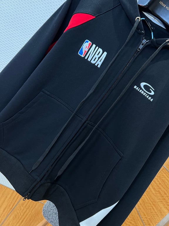 Balenciaga x NBA Zip-Up Hoodie Black - 5