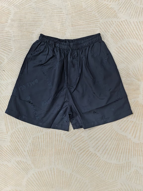Balenciaga All-Over Logo Shorts Navy - 3