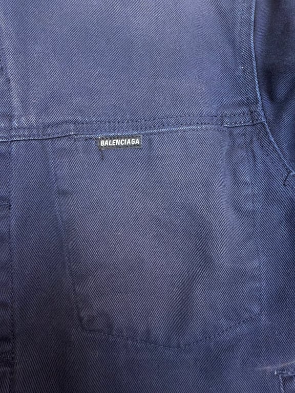 Balenciaga Layered Denim Plaid Jacket Navy - 11