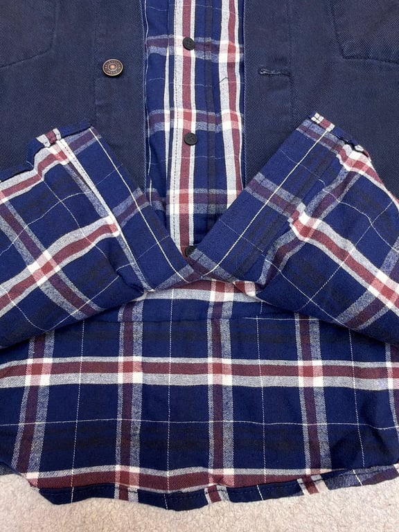 Balenciaga Layered Denim Plaid Jacket Navy - 13