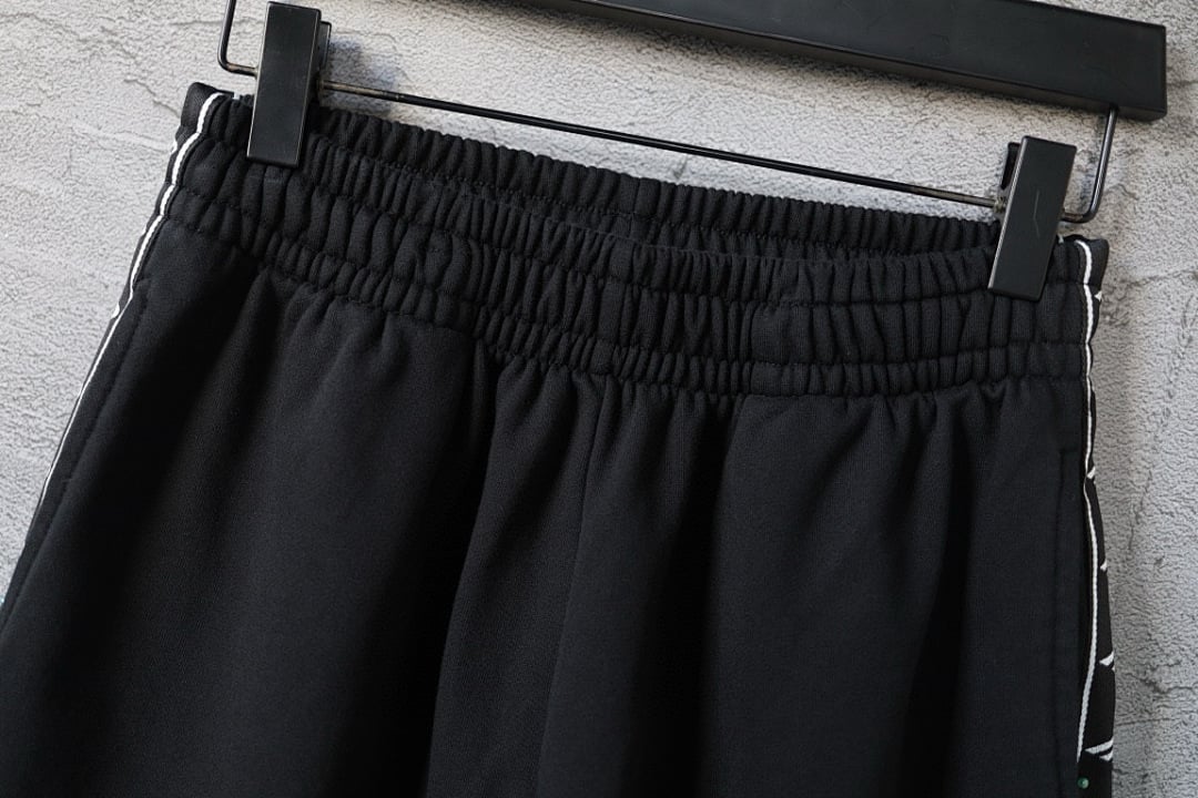 Balenciaga Logo Side Stripe Shorts Black - 4