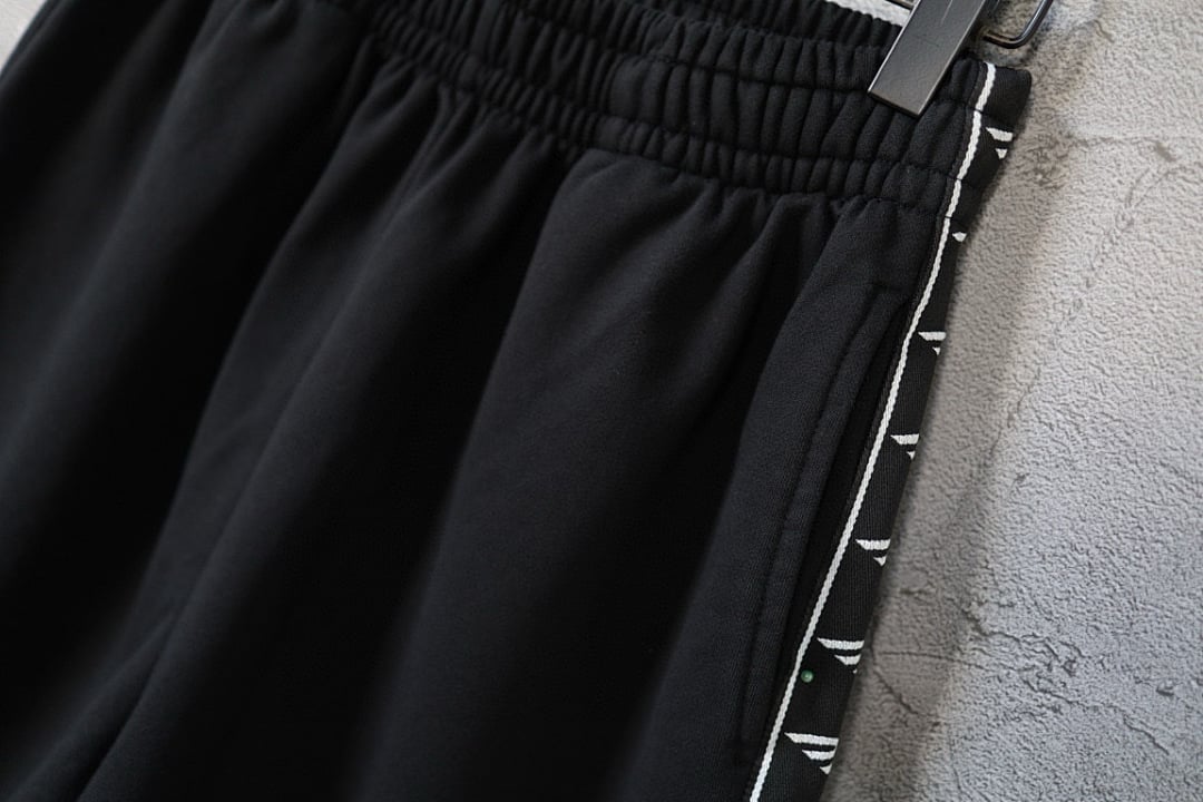 Balenciaga Logo Side Stripe Shorts Black - 5