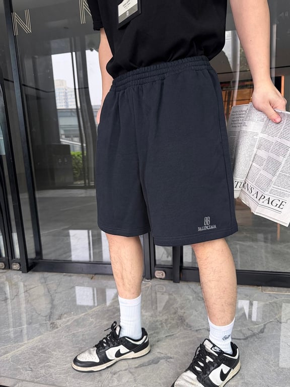 Balenciaga BB Logo Sweat Shorts Black - 3