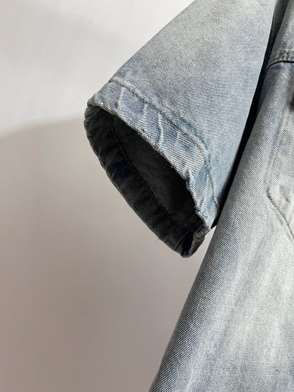 Balenciaga Tape Logo Denim Shirt Light Blue - 12