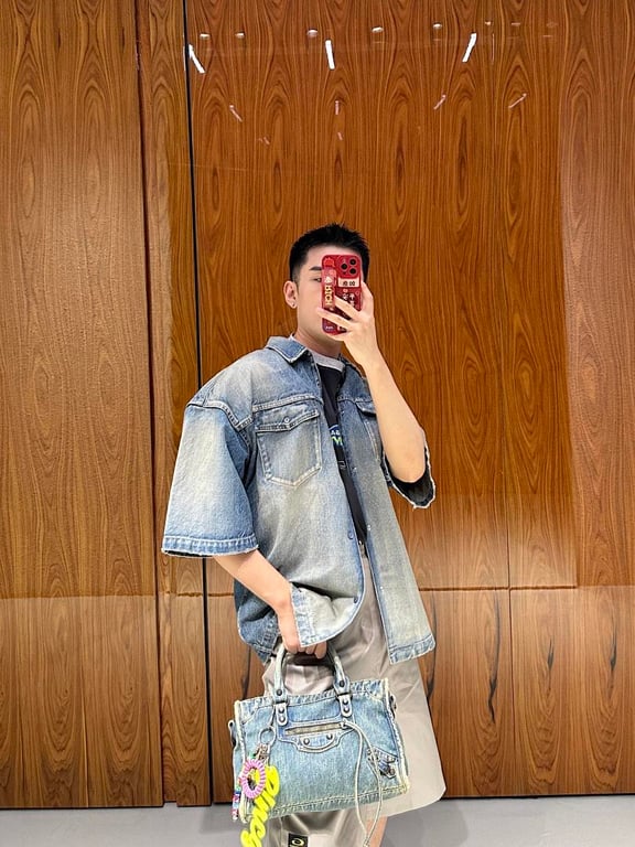 Balenciaga Tape Logo Denim Shirt Light Blue - 6