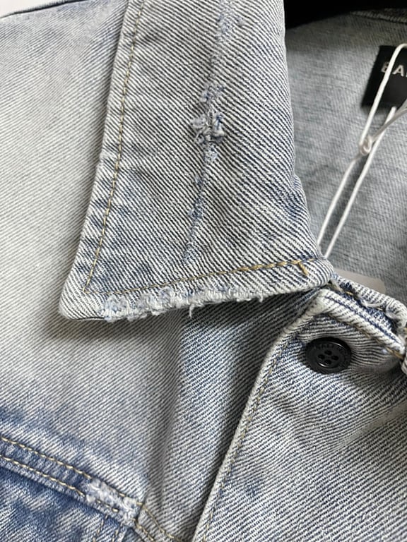 Balenciaga Tape Logo Denim Shirt Light Blue - 7