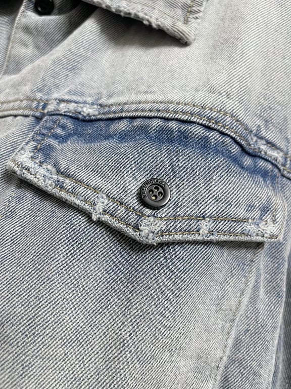 Balenciaga Tape Logo Denim Shirt Light Blue - 8