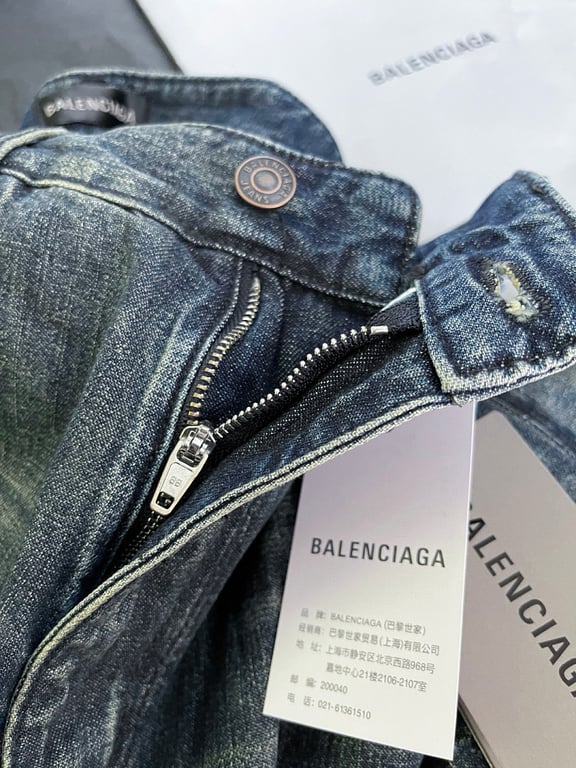 Balenciaga Gothic Logo Wide Leg Jeans Blue - 11