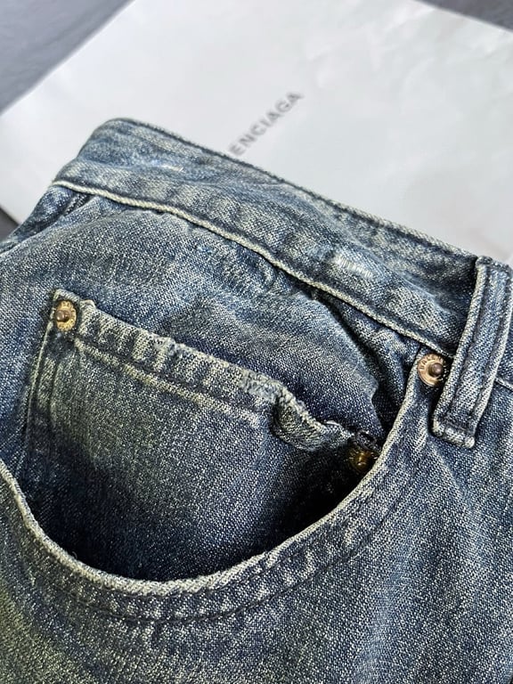 Balenciaga Gothic Logo Wide Leg Jeans Blue - 13