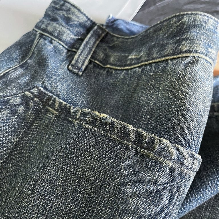 Balenciaga Gothic Logo Wide Leg Jeans Blue - 15