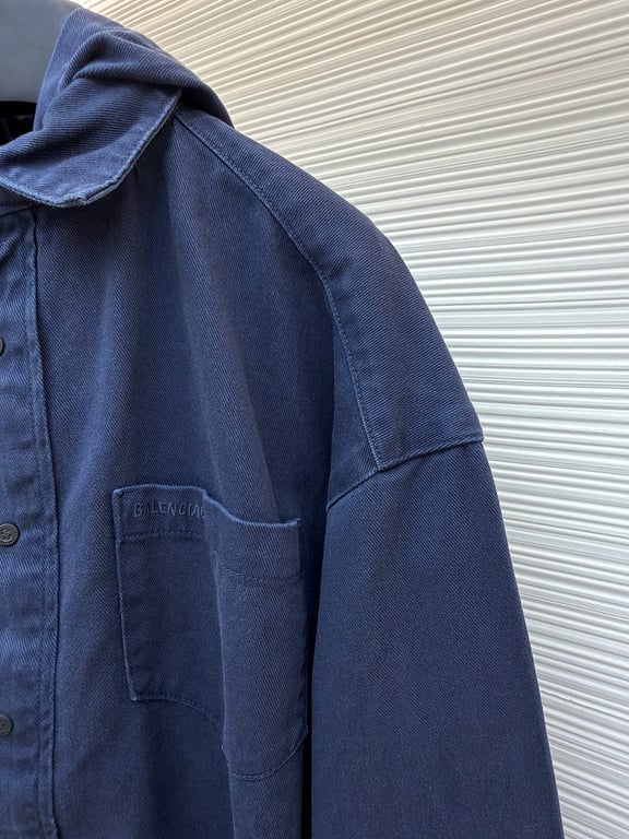 Balenciaga Hooded Denim Jacket Navy - 12